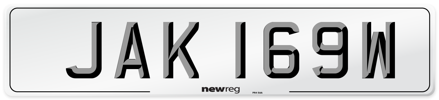 JAK 169W Number Plate from New Reg